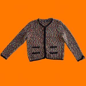 90's 00's vintage rainbow tweed boucle cardigan y2k sweater M Christina rotelli